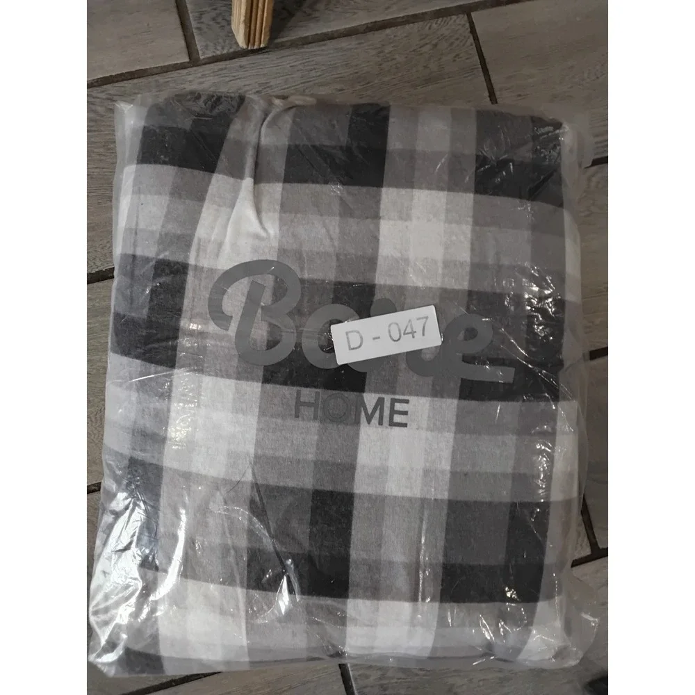 Bare Home King Sheet Set 100% Flannel Cotton Grey White Buffalo Plaid 4 Piece